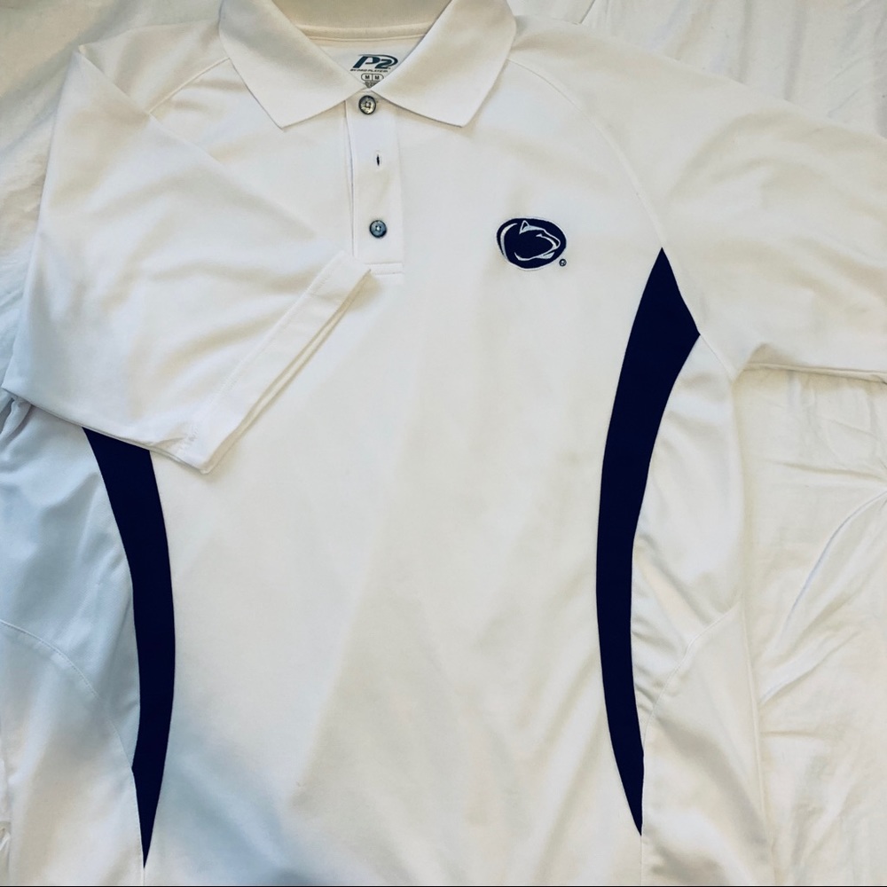 White and Navy Penn State Polo Size Medium